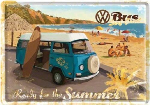 VW Bus Surf Coast Metalen Postcard 10 x 14 cm.