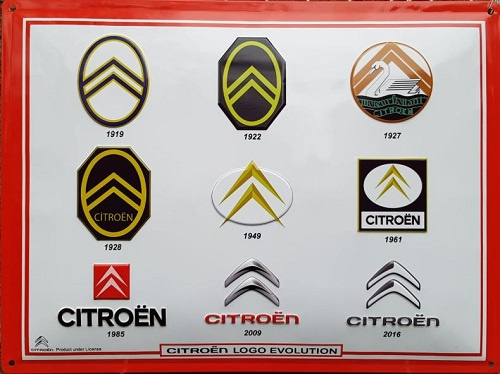Citroën Logo Evolution. Metalen wandbord in reliëf 30 x 40 cm.