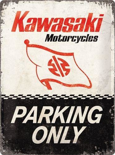 Kawasaki Parking Only  Metalen wandbord in reliëf 30 x 40 cm.