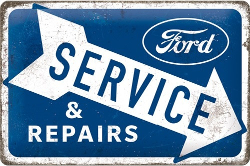 Ford - Service & Repairs​. Metalen wandbord in reliëf 20 x 30 cm.