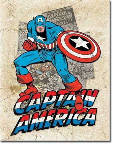Captain America.  Metalen wandbord 31,5 x 40,5 cm.