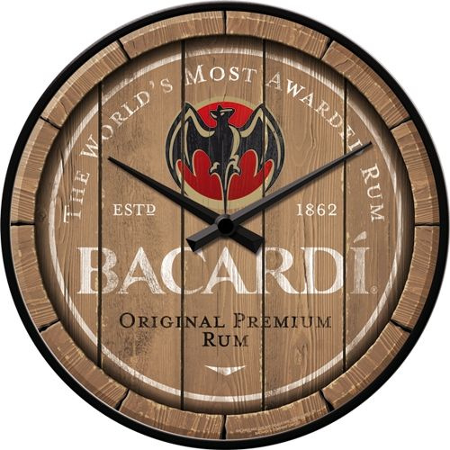 Bacardi - Wood Barrel Logo. Wandklok 31 cm