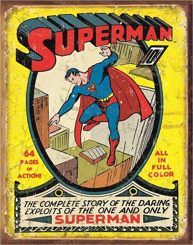 Superman No1 Cover. Metalen wandbord 31,5 x 40,5 cm.