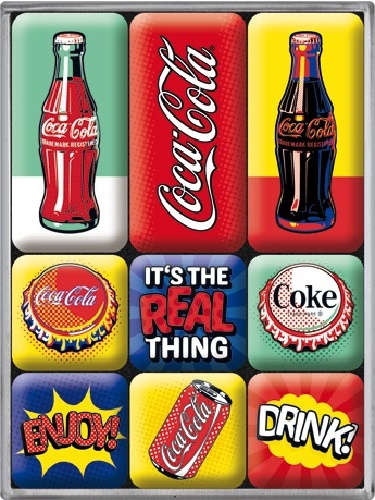 Coca Cola - Pop Art. Koelkastmagneten set a 9 st.