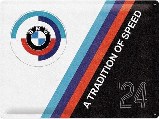 BMW Motorsport Tradition Of Speed. Metalen wandbord in reliëf 30 x 40 cm.