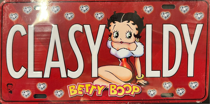 Betty Boop CLASY LDY.  Metalen wandbord in reliëf 15 x 30 cm.