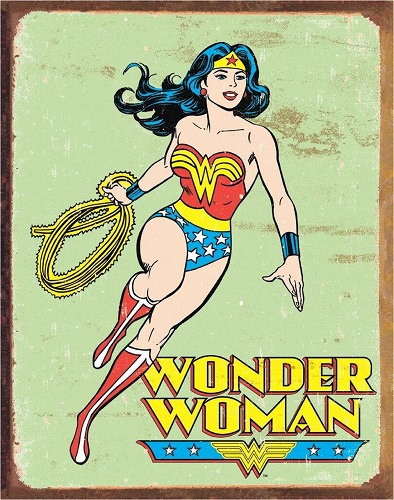Wonder Woman Retro. Metalen wandbord 31,5 x 40,5 cm.​
