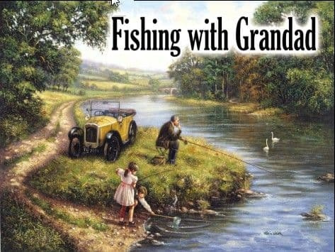 Fishing With Grandad.   Metalen wandbord 30 x 40 cm