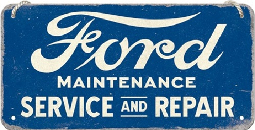 Ford - Service & Repair. Metalen wandbord 10 x 20 cm.