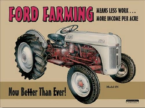 Ford Farming 8N Metalen wandbord 31,5 x 40,5 cm.