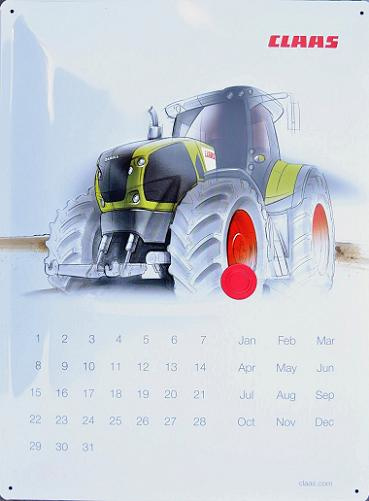 Claas kalender  Metalen wandbord in reliëf 30 x 40 cm.