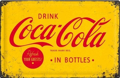 Coca Cola in Botlles.   Metalen wandbord in reliëf 40 x 60 cm.
