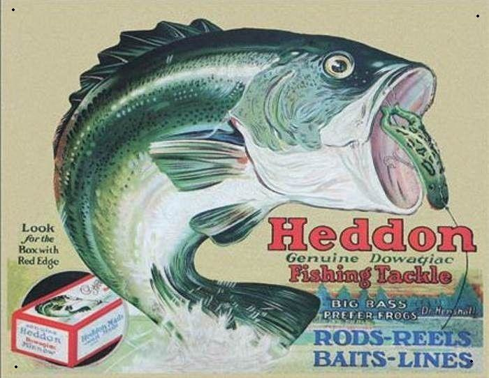 Heddon Fishing Tackle Metalen wandbord 31,5 x 40,5 cm.