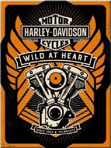 Harley Davidson Wild At Heart. Koelkastmagneet 8 cm x 6 cm.