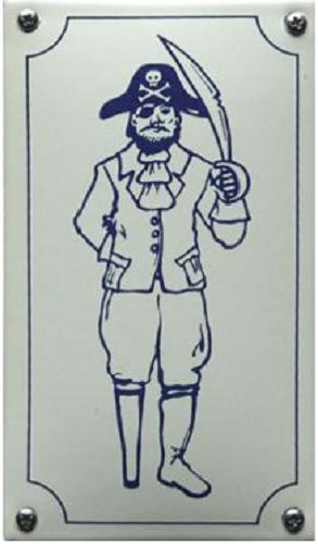 Piraat Emaille Toiletbordje 8 x 12 cm.
