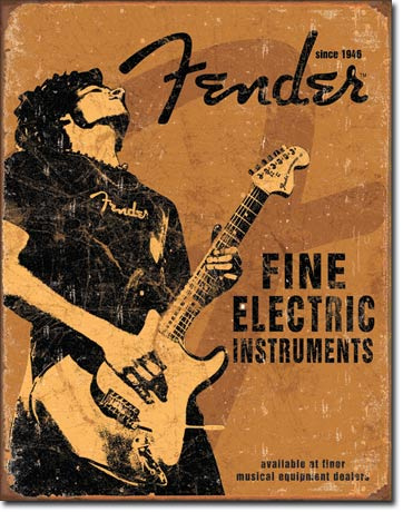 Fender  Rock On  ​ Metalen wandbord 31,5 x 40,5 cm.