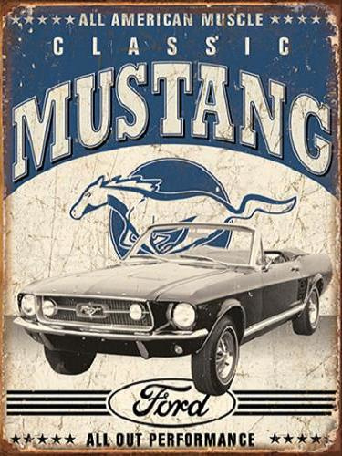 Classic Mustang 2 Metalen wandbord 31,5 cm  x 40,5 cm..