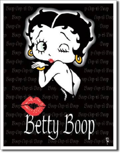 Betty Boop Kiss Metalen wandbord 31,5 x 40,5 cm.