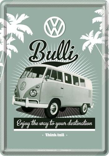 VW T1 Bulli The Way Metalen Postcard 10 x 14 cm