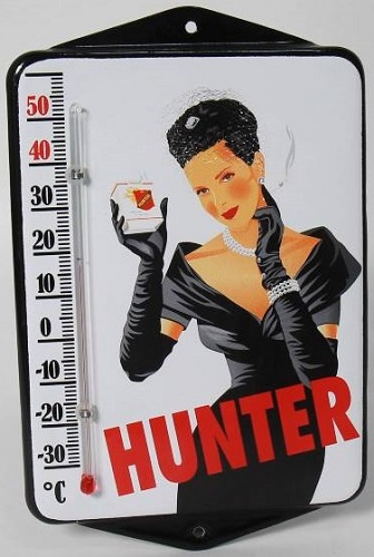 Hunter.  Emaille thermometer met oren.