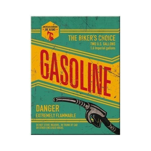 Biker's Choice Gasoline. Koelkastmagneet 8 cm x 6 cm.