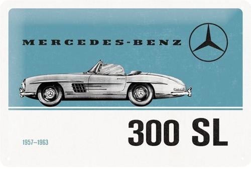 Mercedes-Benz 300 SL.  Metalen wandbord in reliëf 20 x 30 cm.