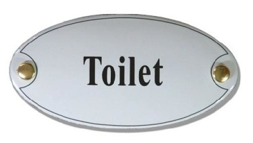 Toilet Emaille Naambordje 10 x 5 cm Ovaal