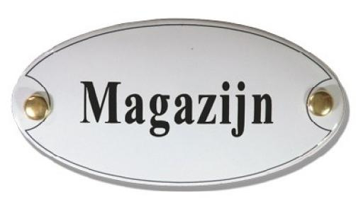 Magazijn Emaille Naambordje 10 x 5 cm Ovaal