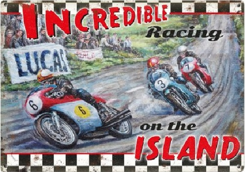 Incredible Racing on the Island.  Metalen wandbord 30 x 40 cm.