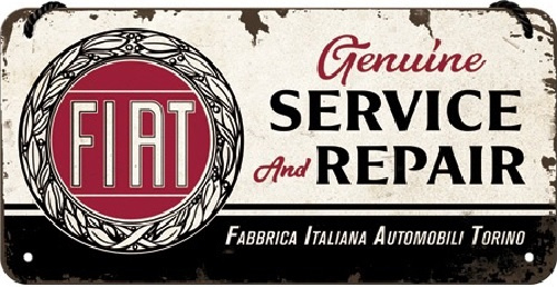 Fiat - Service & Repair. Metalen wandbord 10 x 20 cm