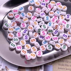 Alphabet Beads round - Letters los M t/m V  (100 stuks)