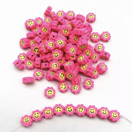 Polymer Flower Smile Pink (30 stuks)