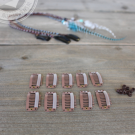 Clips set Natural for hairwraps Leather