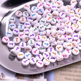 Alphabet Beads round - Letters los M t/m V  (100 stuks)