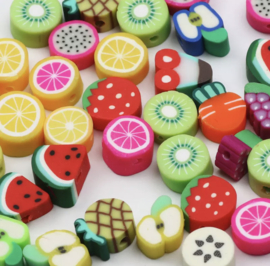 Polymer Clay beads Fruit mix 50 stuks