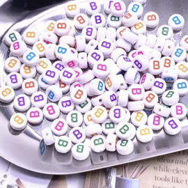 Alphabet Beads round - Letters los A t/m L  ( 100 stuks )