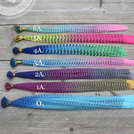 Synthetische feathers grizzly regenboog ( set 5 stuks )