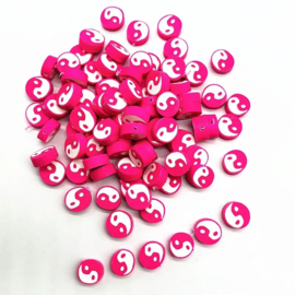 Polymer Ying Yang Pink  ( 30 pcs )