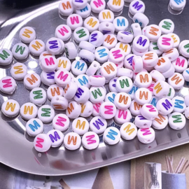 Alphabet Beads round - Letters los M t/m V  (100 stuks)