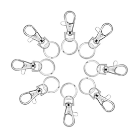 Key ring met clip set 10 stuks
