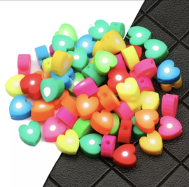 Polymer Clay beads Heart color mix 50 stuks