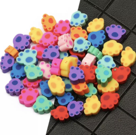 Polymer Clay beads Dog Footprint (50 pcs)