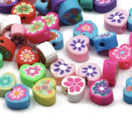 Polymer Clay Beads Heart/Flower  (50 stuks)