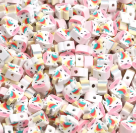 Polymer Clay Beads Unicorn Rainbow   (50 stuks)