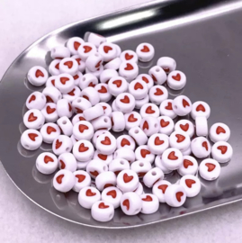 Love Heart Beads Red (100 pcs)