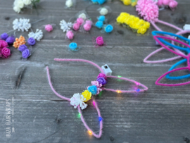 DIY Bunny tiara with LED lights and flowers ( set 10 pcs )