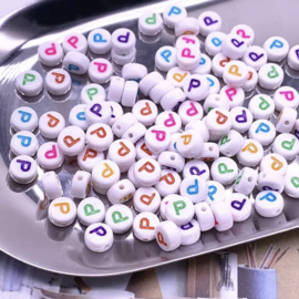 Alphabet Beads round - Letters los M t/m V  (100 stuks)