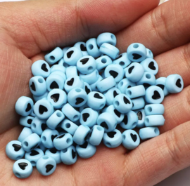 Black Heart  Blue Beads  (100 stuks)