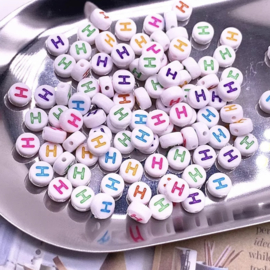 Alphabet Beads round - Letters los A t/m L  ( 100 stuks )