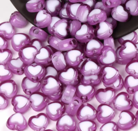 Heart Beads Purple ( 100 pcs )